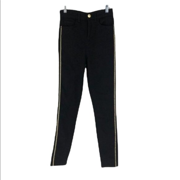 Zara Black gold trimmed skinny jeans size 4 - Picture 1 of 12